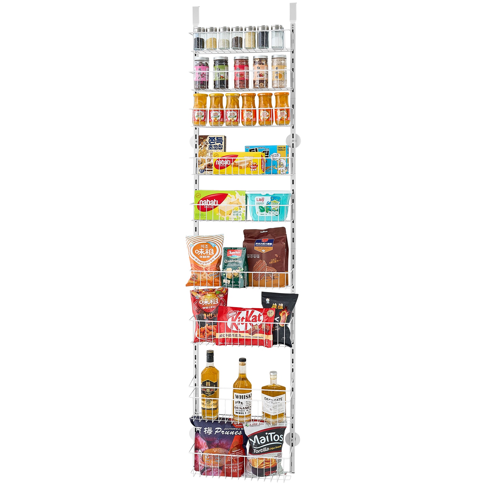 9-Tier Over The Door Pantry Organizer Hanging Storage Rack Adjustable Kitchen_voghion.com